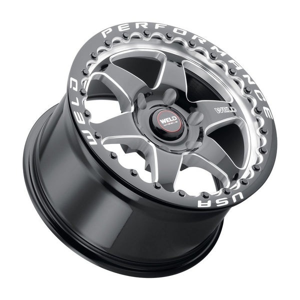 Weld S909 17x10 Ventura 6 Beadlock 6x139.7 ET25 BS6.50 Gloss BLK MIL DIA 106.1 - Bull Strap