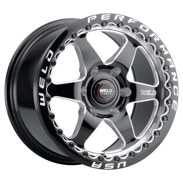 Weld S909 17x10 Ventura 6 Beadlock 6x139.7 ET25 BS6.50 Gloss BLK MIL DIA 106.1 - Bull Strap