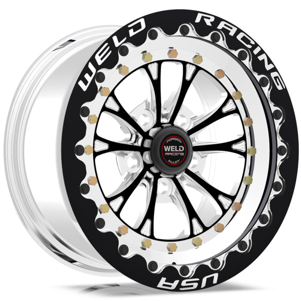 Weld Vitesse 15x10 / 5x4.75 BP / 7.5in. BS Black Wheel - Black Single Beadlock MT - Bull Strap