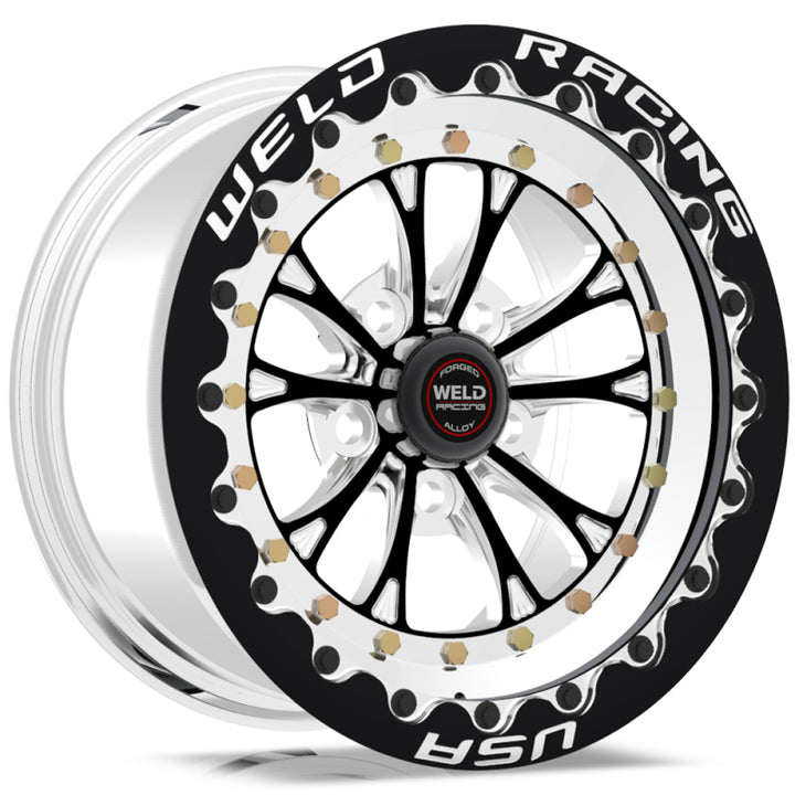 Weld Vitesse 15x10 / 5x4.75 BP / 7.5in. BS Black Wheel - Black Single Beadlock MT - Bull Strap