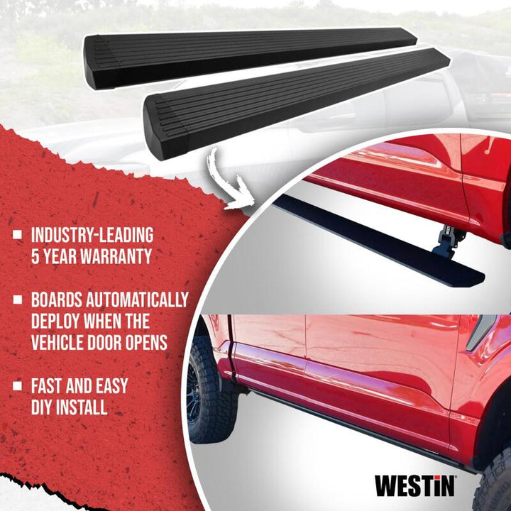 Westin 15-23 Ford F-150 SuperCrew / 17-23 F-250/350 CrewCab Pro-e Running Boards - Tex. Blk - Bull Strap