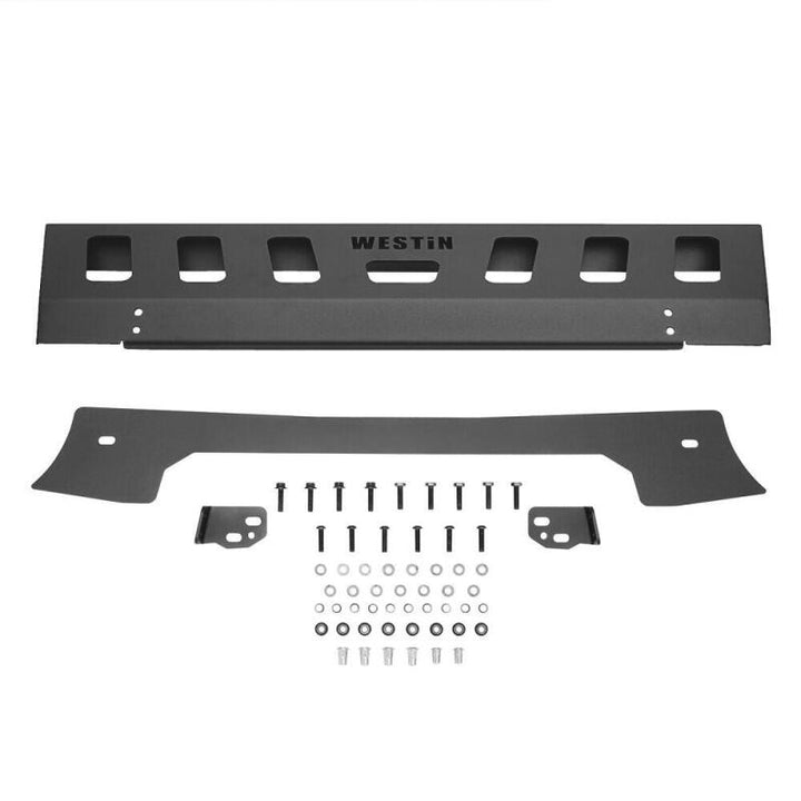 Westin 18-19 Jeep Wrangler JL Front Bumper Skid Plate - Textured Black - Bull Strap