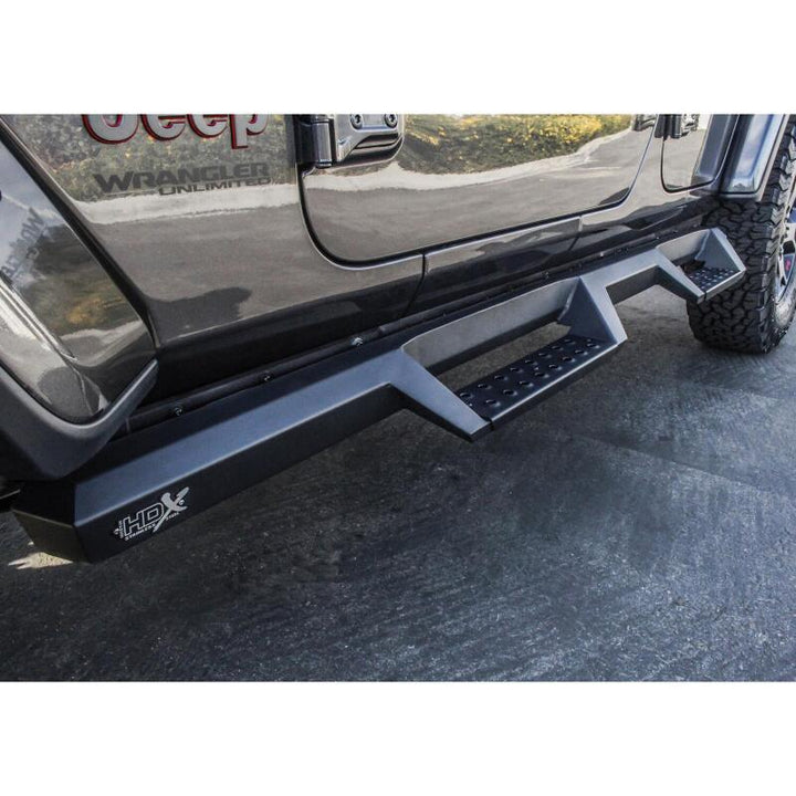 Westin 18-20 Jeep Wrangler JL Unlimited 4DR HDX Drop Nerf Step Bars - Textured Black - Bull Strap
