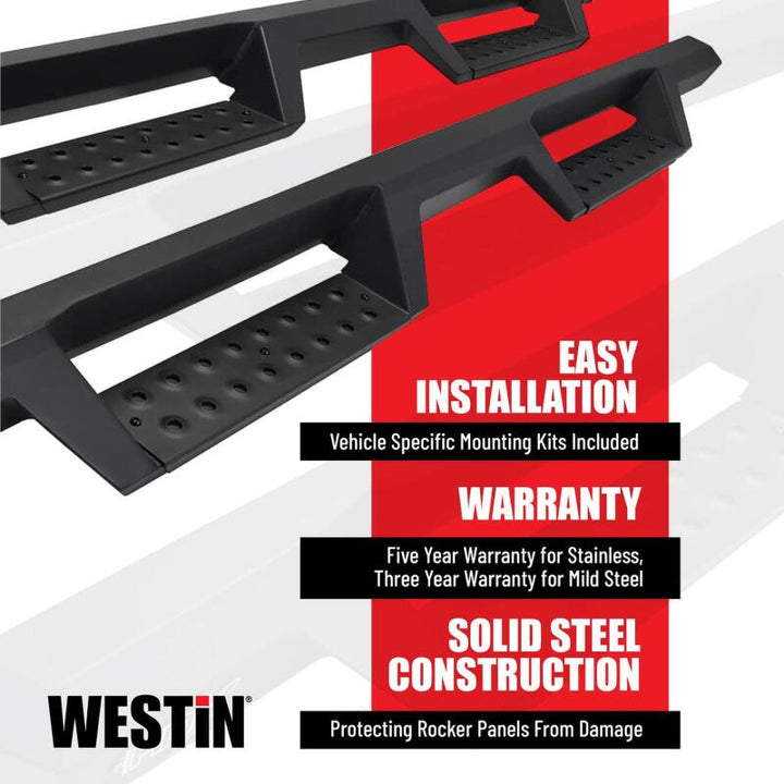 Westin 18-20 Jeep Wrangler JL Unlimited 4DR HDX Drop Nerf Step Bars - Textured Black - Bull Strap