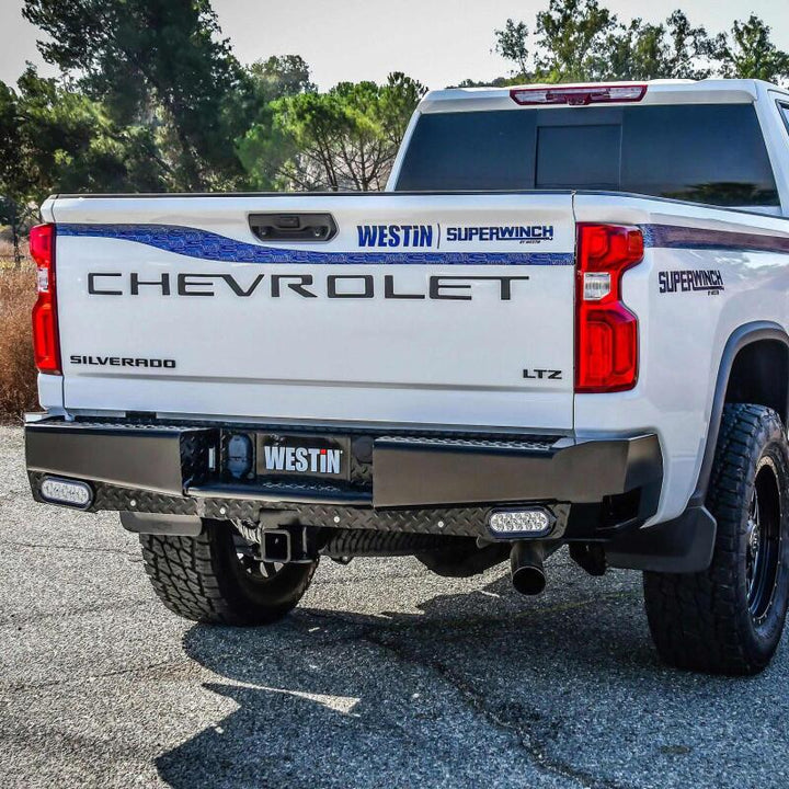 Westin 19-20 Chevy Silverado 1500 HDX Bandit Rear Bumper - Black - Bull Strap