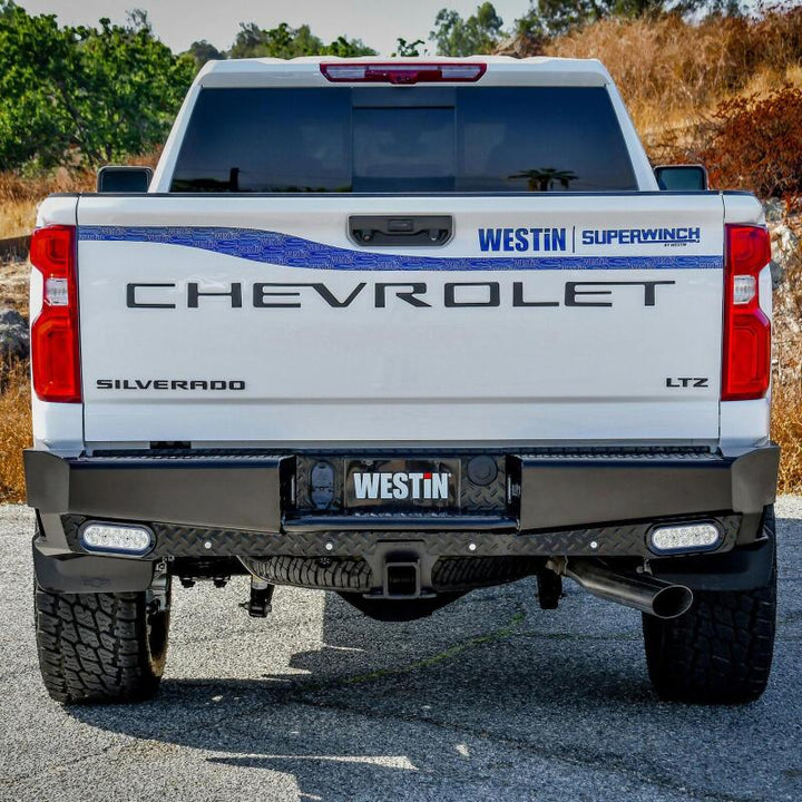 Westin 19-20 Chevy Silverado 1500 HDX Bandit Rear Bumper - Black - Bull Strap