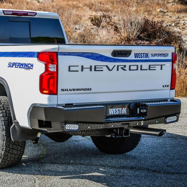 Westin 19-20 Chevy Silverado 1500 HDX Bandit Rear Bumper - Black - Bull Strap