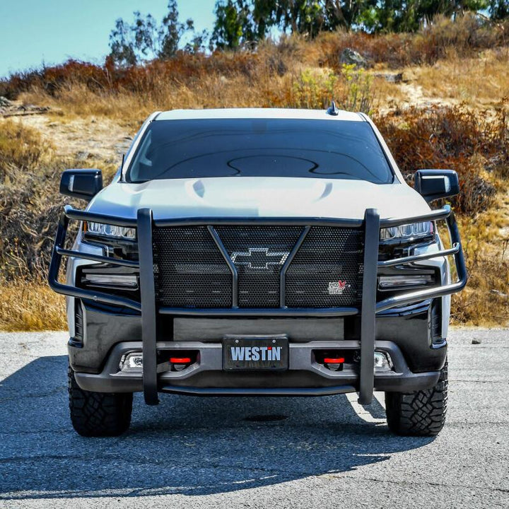 Westin 19-21 Chevrolet Silverado 1500 HDX Modular Grille Guard - Black - Bull Strap