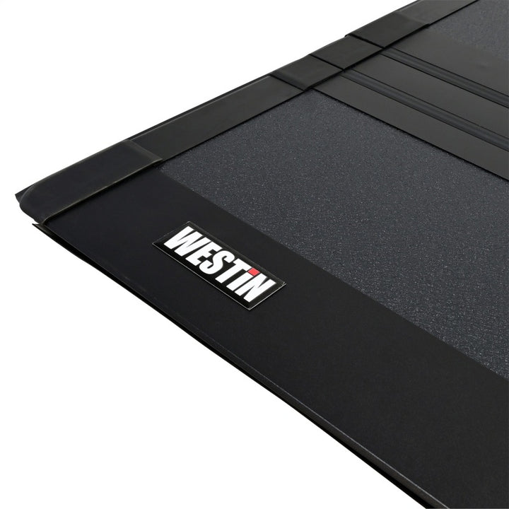 Westin 19-26 Chevrolet/GMC Silverado/Sierra 5ft. 8in. Bed Hard Tri-Fold Tonneau Cover - Black - Bull Strap