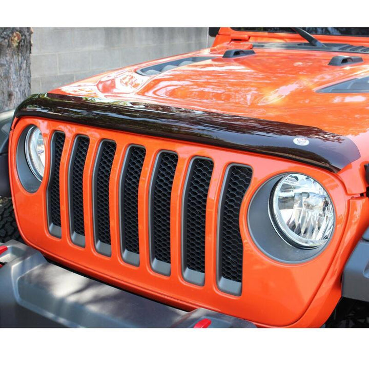 Westin 2018 Jeep Wrangler JL Wade Platinum Bug Shield - Smoke - Bull Strap