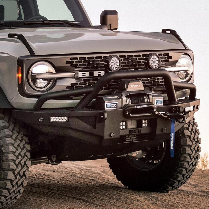 Westin 21-23 Bronco (Excl. Sport) XTS Round Bull Bar - Tex. Blk - Bull Strap