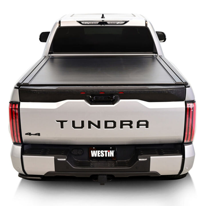 Westin 22-26 Toyota Tundra 5ft 5in. (66in.) Bed Electric Retractable Tonneau Cover - Black - Bull Strap