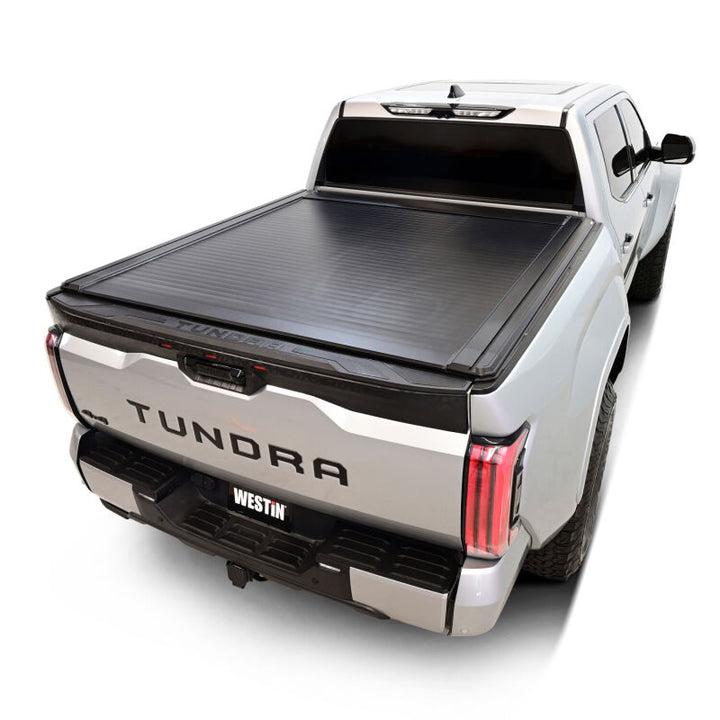 Westin 22-26 Toyota Tundra 5ft 5in. (66in.) Bed Electric Retractable Tonneau Cover - Black - Bull Strap