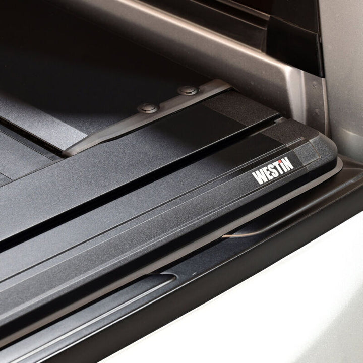 Westin 22-26 Toyota Tundra 5ft 5in. (66in.) Bed Electric Retractable Tonneau Cover - Black - Bull Strap