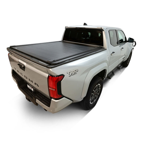 Westin 24-26 Toyota Tacoma 5ft. Bed Electric Retractable Tonneau Cover - Black - Bull Strap