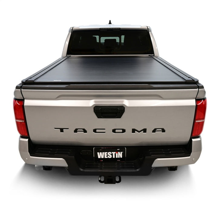 Westin 24-26 Toyota Tacoma 5ft. Bed Electric Retractable Tonneau Cover - Black - Bull Strap