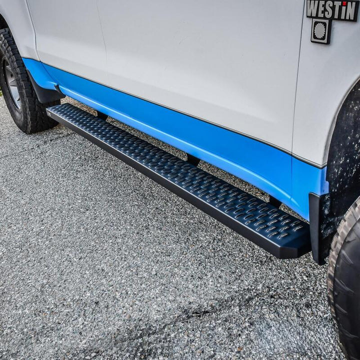 Westin Grate Steps Running Boards 90 in - Textured Black - Bull Strap