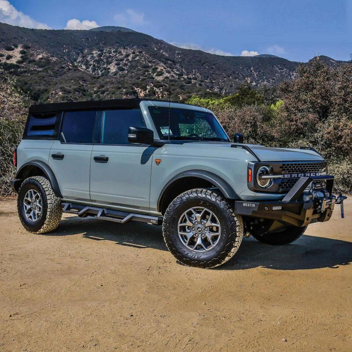 Westin/HDX 2021+ Ford Bronco Drop Nerf Step Bars - Textured Black - Bull Strap