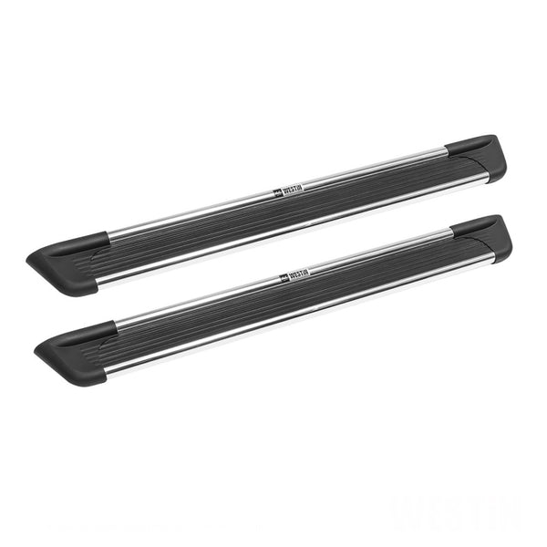 Westin Sure-Grip Aluminum Running Boards 79 in - Brushed Aluminum - Bull Strap