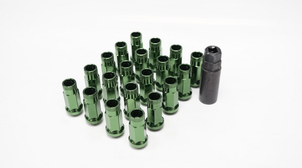 Wheel Mate 12x1.50 48mm Muteki SR48 Dark Green Open End Lug Nuts - Bull Strap
