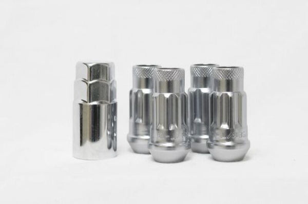 Wheel Mate 14x1.50 Monster Lug Satin Silver Locking Lug Nut  - Set of 4 - Bull Strap