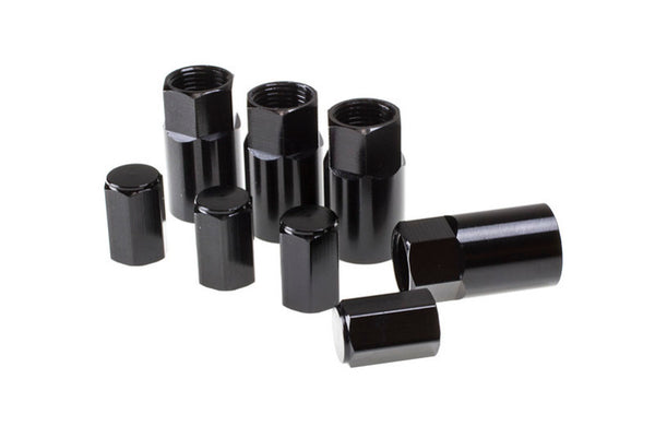 Wheel Mate Aluminum TPMS Valve Stem Cover - Black Anodize - Bull Strap