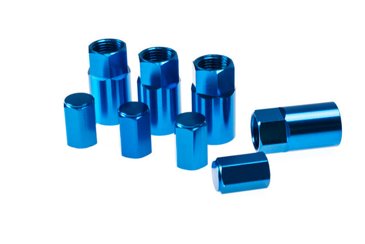 Wheel Mate Aluminum TPMS Valve Stem Cover - Blue Anodize - Bull Strap