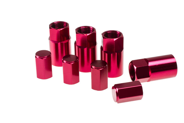 Wheel Mate Aluminum TPMS Valve Stem Cover - Red Anodize - Bull Strap