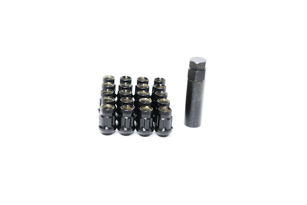 Wheel Mate Muteki HR38 Open End Lug Nuts 12x1.25 Black Chrome / Red Ring - Bull Strap