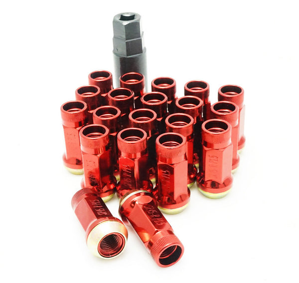 Wheel Mate Muteki SR45R Lug Nut Kit Lock Set 12x1.5 45mm - Red - Bull Strap