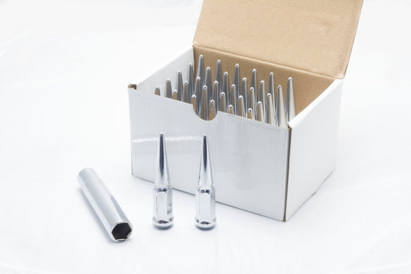 Wheel Mate Spiked Lug Nuts Set of 32 - Chrome 14x1.50 - Bull Strap