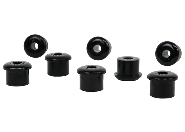 Whiteline 10/65-73 Ford Mustang Rear Spring Eye Rear and Shackle Bushings (35mm OD/15mm ID) - Bull Strap