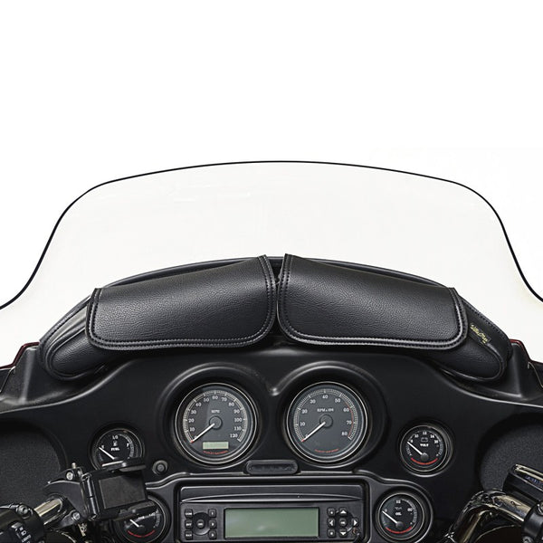 Willie & Max 06-13 HD FL/FLH/FLT/FLHT Two Pouch Windshield Bag (21.25inL x 6.5inH x 2.25inD) - Black - Bull Strap