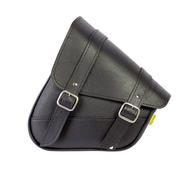 Willie & Max HD Softails, Yamaha Road Stars, Kawasaki Vulcan 900, Suzuki C50 Swingarm Bag - Black - Bull Strap