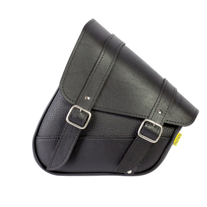 Willie & Max HD Softails, Yamaha Road Stars, Kawasaki Vulcan 900, Suzuki C50 Swingarm Bag - Black - Bull Strap