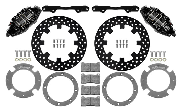 Wilwood 17-21 Can-Am X3RS Black 6-Piston Rear Kit 11.25in - Drilled Rotors - Bull Strap