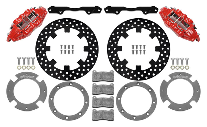 Wilwood 17-21 Can-Am X3RS Red 6-Piston Rear Kit 11.25in - Drilled Rotors - Bull Strap