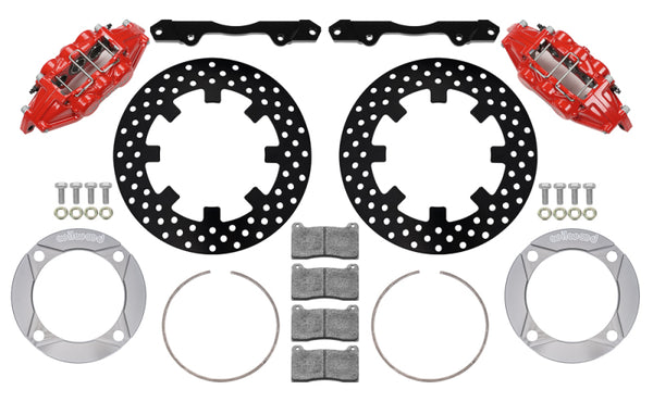 Wilwood 2014+ Polaris RZR XP 1000 Front Kit 11.25in Drilled - Red - Bull Strap