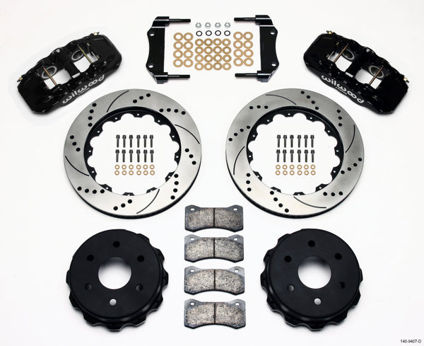 Wilwood AERO4 RearTruck Kit 14.25in Drilled 1999-2010 GM 1500-SUV 1 Piston OE Caliper - Bull Strap