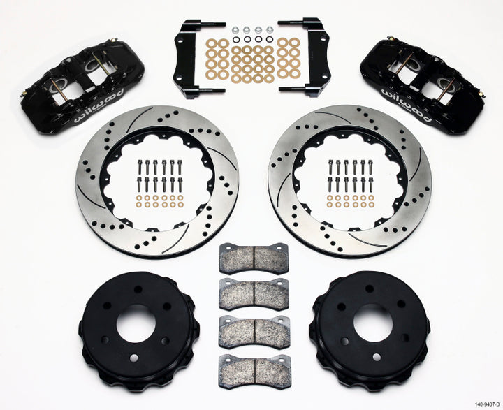 Wilwood AERO4 RearTruck Kit 14.25in Drilled 1999-2010 GM 1500-SUV 1 Piston OE Caliper - Bull Strap