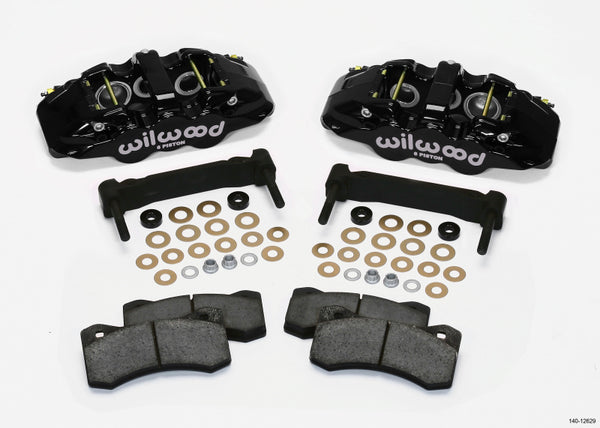 Wilwood AERO6 Front Caliper & Bracket Kit - Black 97-13 C5/C6 Corvette w/ OEM HD/Z51 Rotors - Bull Strap