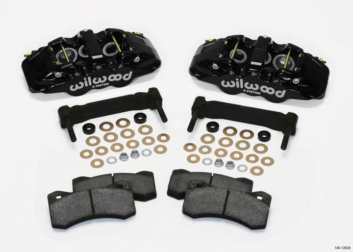 Wilwood AERO6 Front Caliper & Bracket Kit - Black 97-13 C5/C6 Corvette w/ OEM HD/Z51 Rotors - Bull Strap