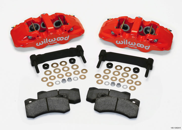 Wilwood AERO6 Front Caliper & Bracket Kit - Red 97-13 C5/C6 Corvette w/ OEM HD/Z51 Rotors - Bull Strap