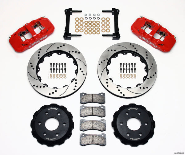 Wilwood AERO6 Front Truck Kit 14.25in Drill Red 1999-2014 GM Truck/SUV 1500 - Bull Strap