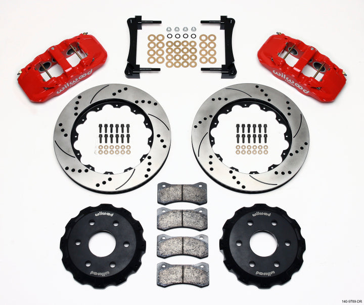 Wilwood AERO6 Front Truck Kit 14.25in Drill Red 1999-2014 GM Truck/SUV 1500 - Bull Strap