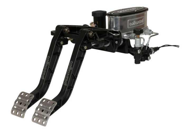 Wilwood Adjustable-Tandem Dual Pedal - Brake / Clutch - Fwd. Swing Mount - 6.25:1 - Black E-Coat - Bull Strap