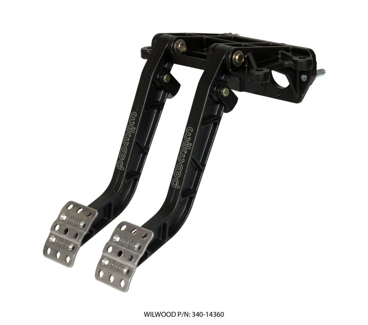 Wilwood Adjustable-Tandem Dual Pedal - Brake / Clutch - Fwd. Swing Mount - 6.25:1 - Black E-Coat - Bull Strap