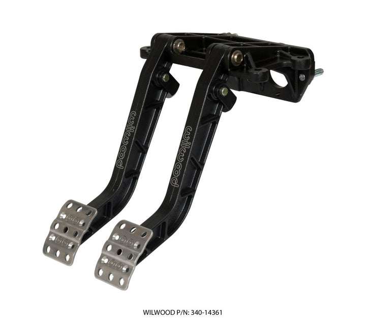 Wilwood Adjustable-Tandem Dual Pedal - Brake / Clutch - Fwd. Swing Mount - 7.0:1 - Black E-Coat - Bull Strap