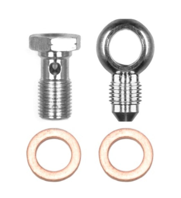 Wilwood Banjo Fitting Kit -3 male to 10mm-1.00 Banjo Bolt & Crush Washers (1 qty) - Bull Strap