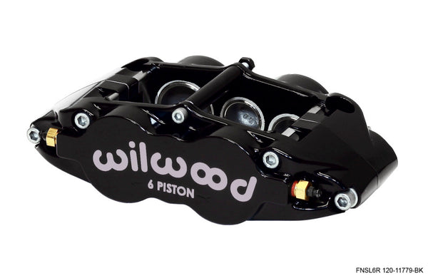Wilwood Caliper-Narrow Superlite 6R-LH - Black 1.62/1.12/1.12in Pistons 1.25in Disc - Bull Strap